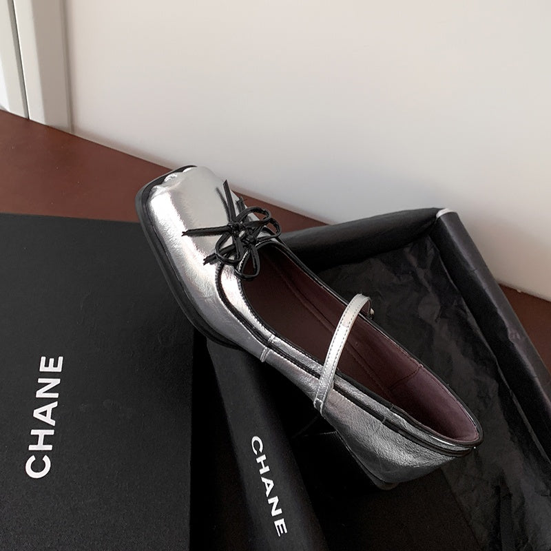 Karin Luna In Stock Spot Goods   One-strap Bowknot Square Toe Chunky Heel Mary Jane Shoes