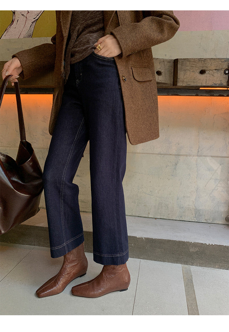 Karin Luna In Stock Spot Goods Slim Series  Hidden Wedge Small Square Toe Back Zipper Short Boots
