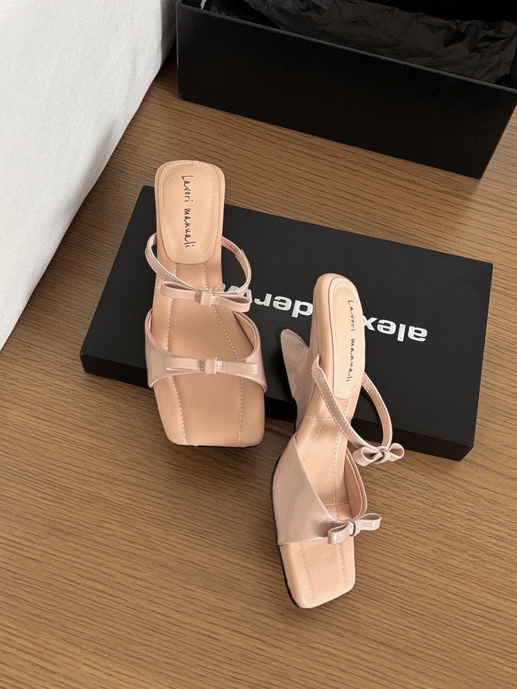 Karin Luna Hot Item Hot Item Self-Flow Square-Toe Irregular Heel Slippers