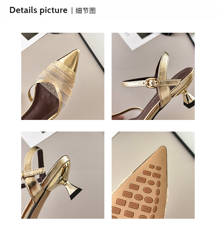 Karin Luna In Stock Spot Goods  Elegant Mesh Pointed Toe Sandals