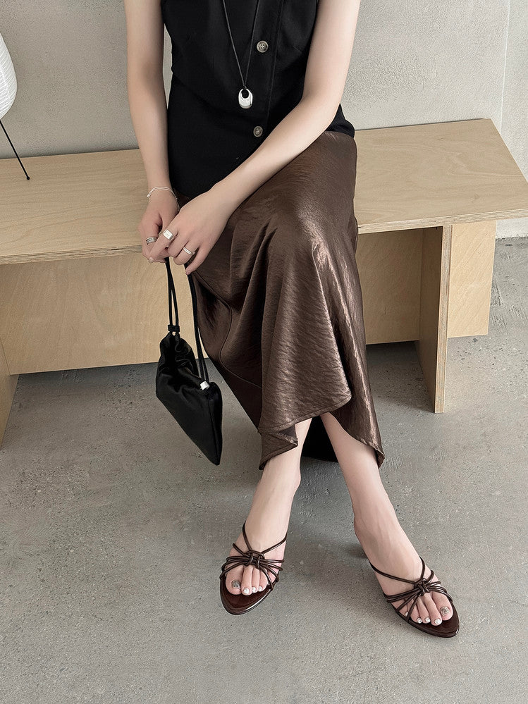 Karin Luna In Stock In Stock  In Stock Round Toe Cross Hollow Round Toe Stiletto Slippers