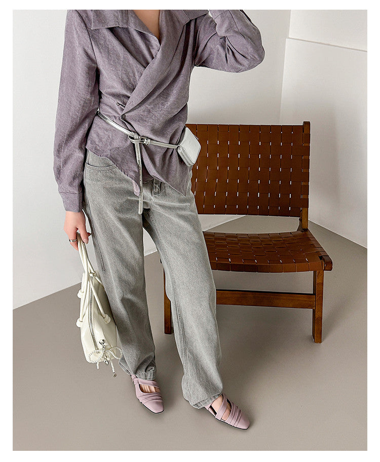 Karin Luna In Stock In Stock Minimalist Soft Upper Small Square Toe Chunky Heel Sandals