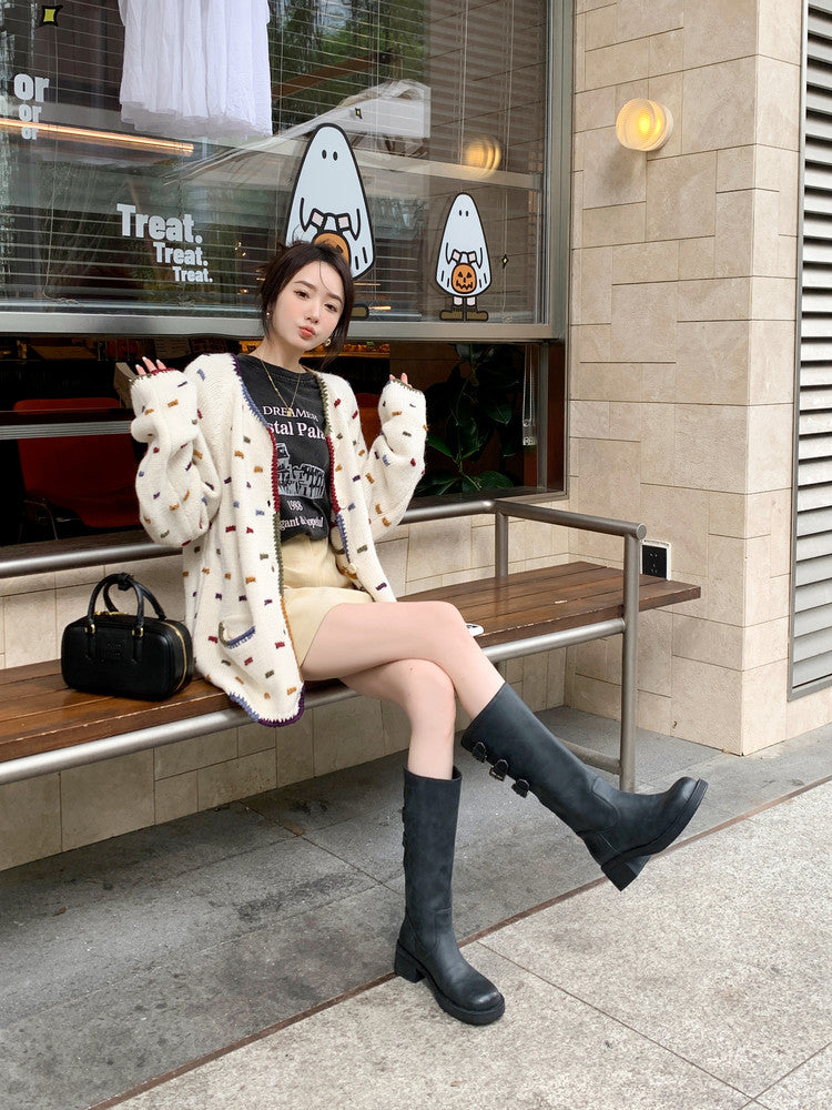 Karin Luna In Stock In Stock Thigh Circumference Belt Buckle Thick Sole Rider Boots