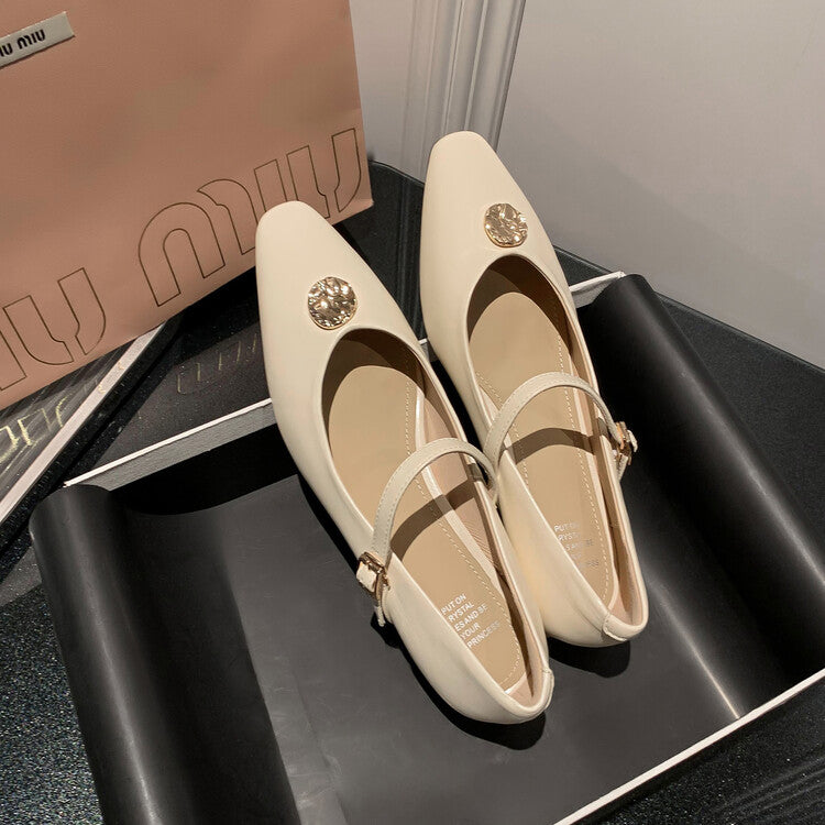 Karin Luna Camellia Story~In stock  Full Leather Shallow Mouth Single Shoes