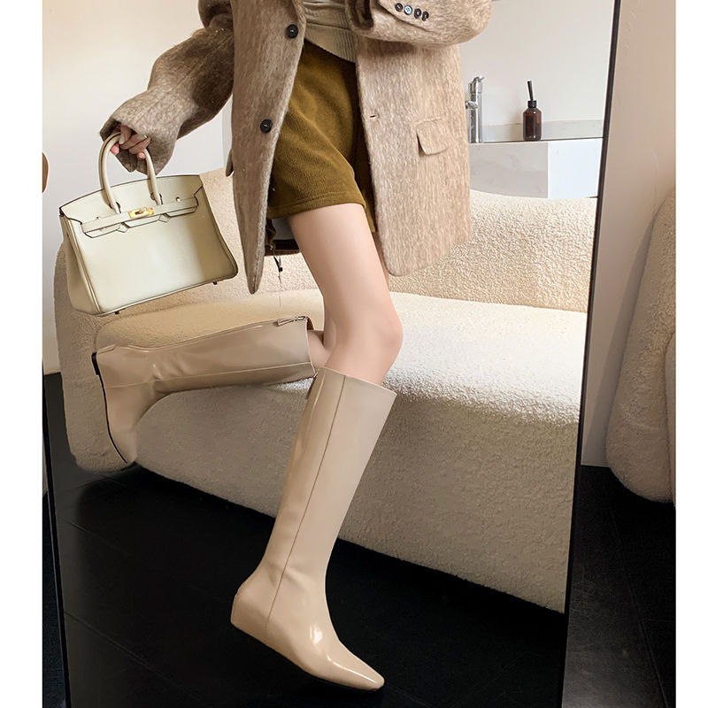 Karin Luna Minimalist Style Square-Toe Hidden Heel Long Boots