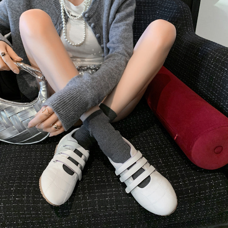 Karin Luna Casual Shoes Series~  In Stock In Stock Magic Tape Round Toe Internal Height Increase Single Strap Flats