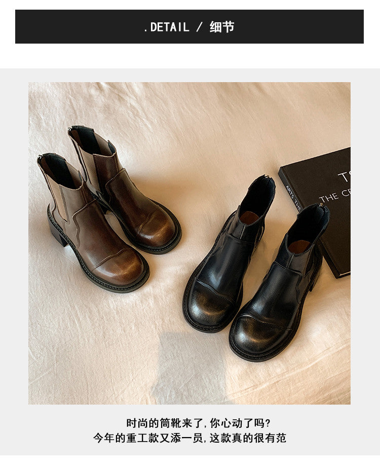 Karin Luna In Stock Spot Goods  Round Toe Stretch Round Toe Chelsea Short Boots