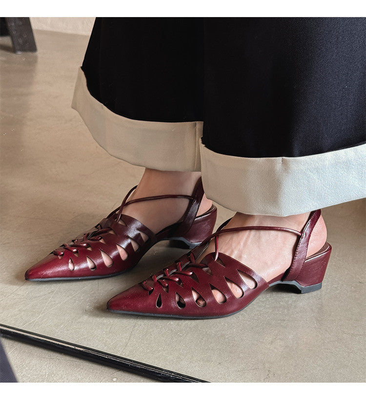 Karin Luna Braided Style ~Cross-woven Pointed Toe Closed-toe Sandals