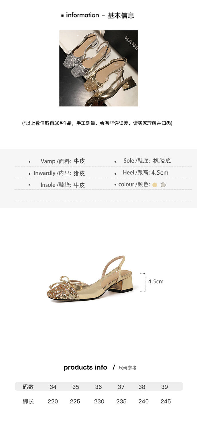 Karin Luna In Stock Spot Goods  Square Head Butterfly Knot Square Toe Unique Gretel Sandals