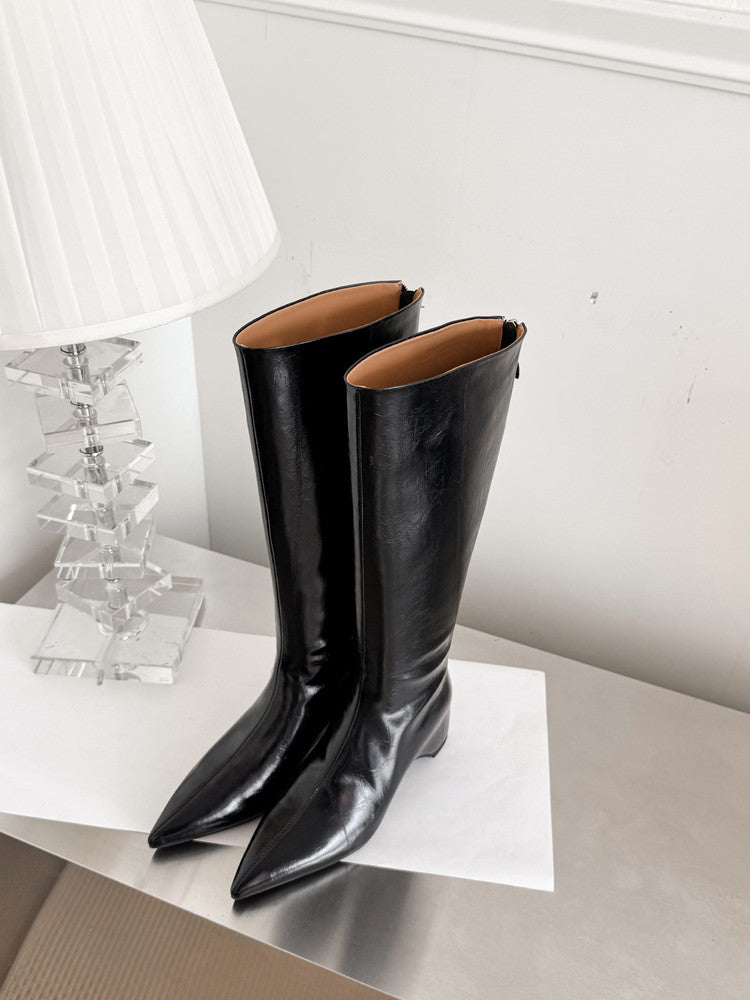 Karin Luna Elegant Style Pointed Toe Internal Height Increase Long Boots