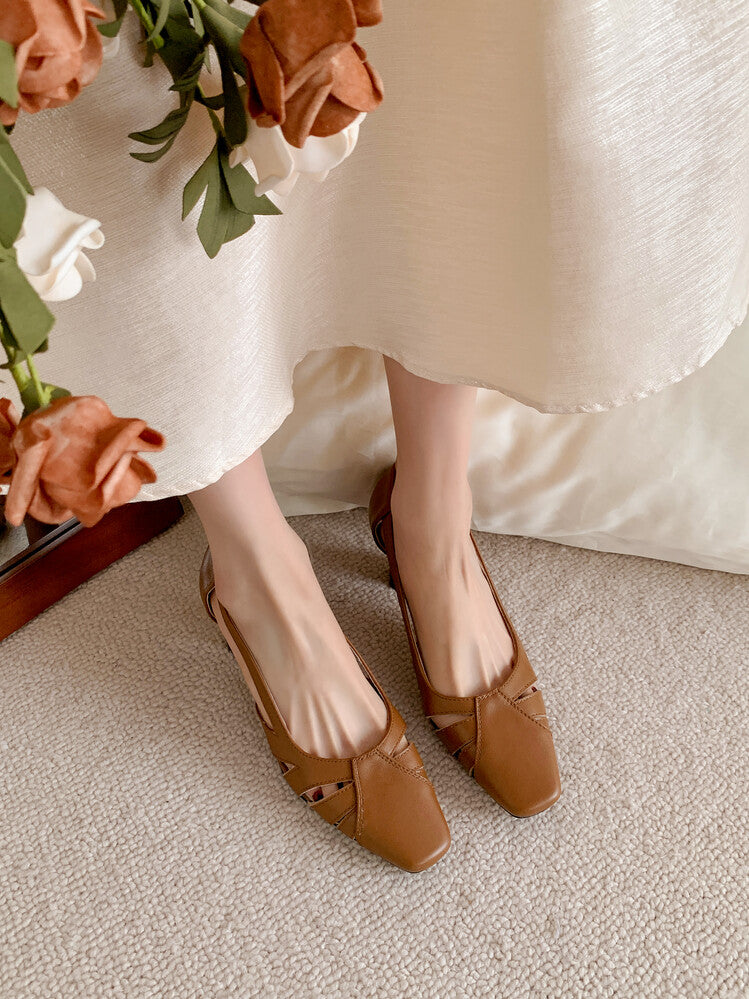 Karin Luna Hot-Selling Retro Big Item Big Goods Available for sale all seasons French-style Hollow Out Single Shoes Full leather inside and out