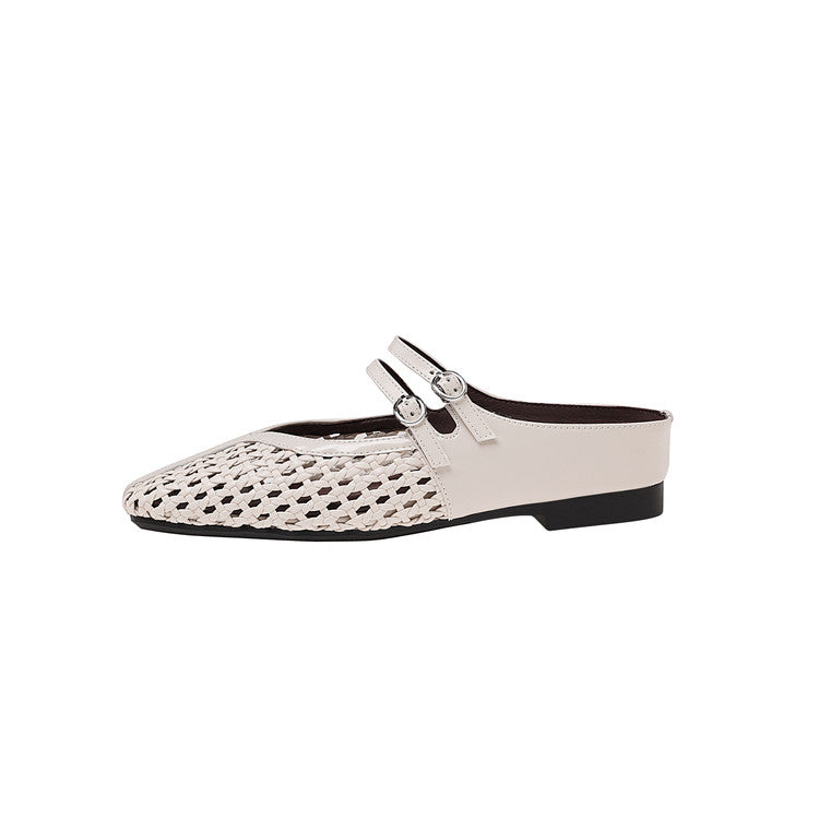 Karin Luna In Stock Spot Goods Hollow Woven One-Strap Closed-Toe Slippers