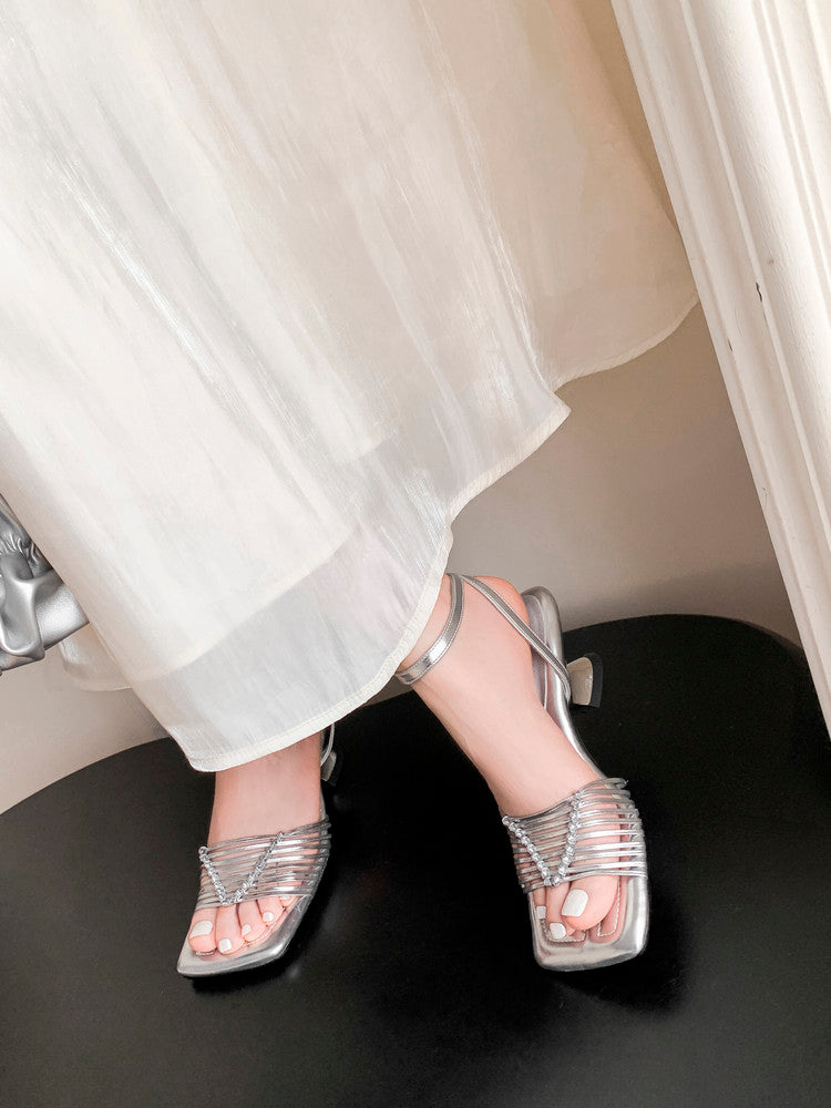 Karin Luna Data Hot Item  Comes with data plan included Hand-woven Square Toe Sofa Insoles Irregular Heel Sandals