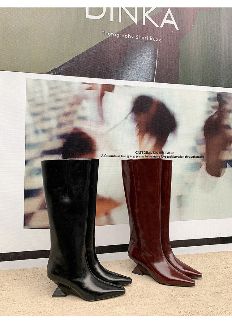Karin Luna European and American Style Unisex Square-Toed Long Boots