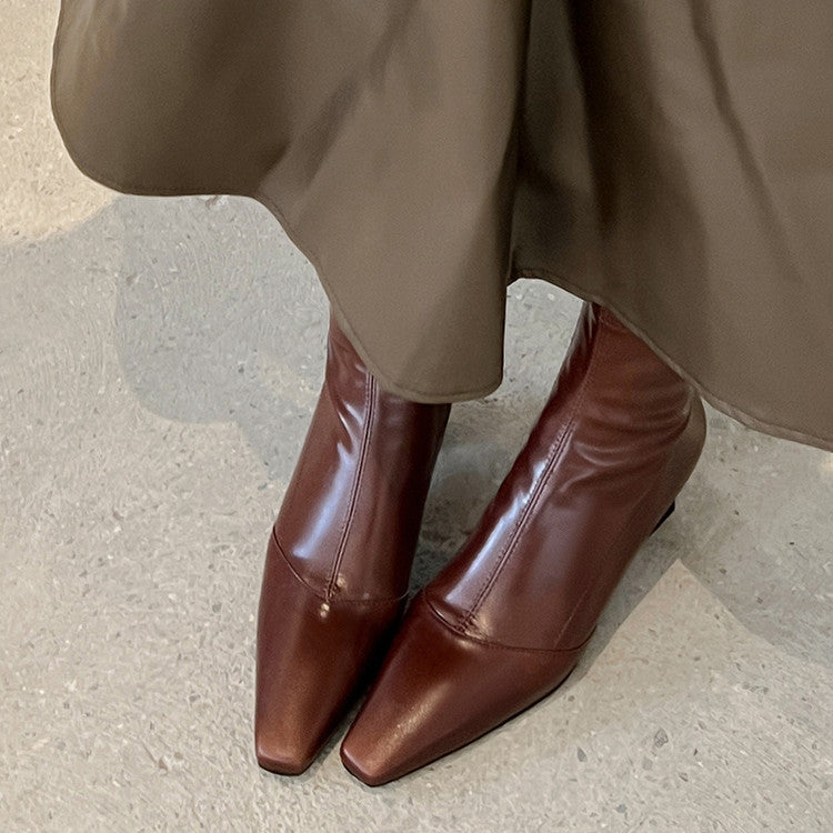 Karin Luna In Stock In Stock Slim Boots Series！Chunky Heel Ankle Boots