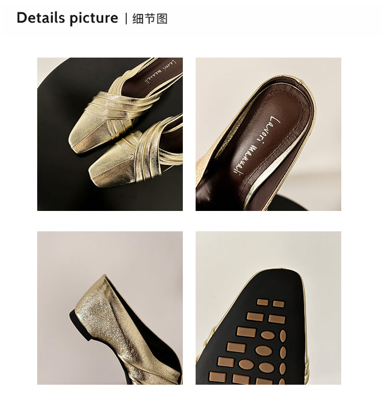 Karin Luna In Stock In Stock Basic Elegant Fairy Style Small Square Toe Sheepskin Slippers