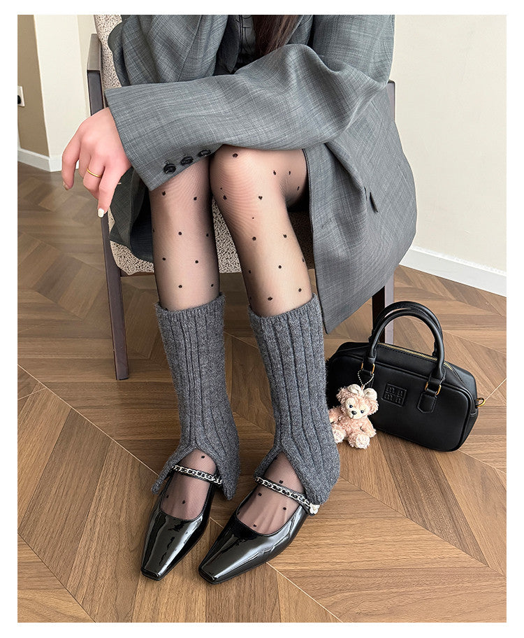 Karin Luna In Stock In Stock ~Metal One-Strap Pearl Small Square Toe Height-Increasing Flats
