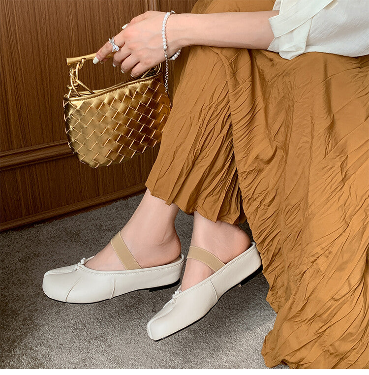 Karin Luna Classic Split-Toe Shoes  Explosive Pattern One-Strap Mary Jane Height-Increasing Full Leather Closed-Toe Slippers