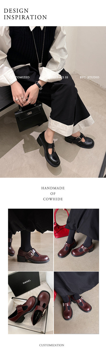 Karin Luna In Stock Spot Goods round Head t Round Toe British Style Single Shoes