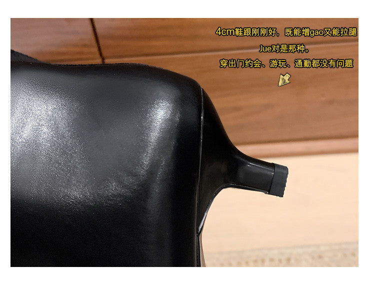 Karin Luna In Stock Spot Goods   Small Square Toe Thin Heel Elegant Slimming Long Boots