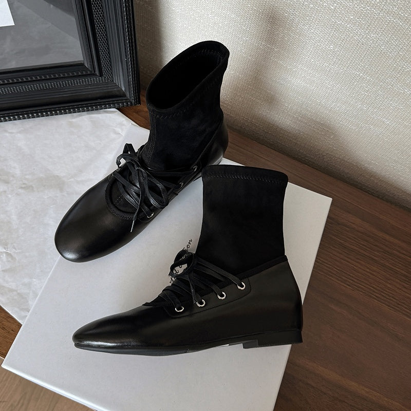 Karin Luna Round Toe Internal Height Increase Lace-up Ankle Boots