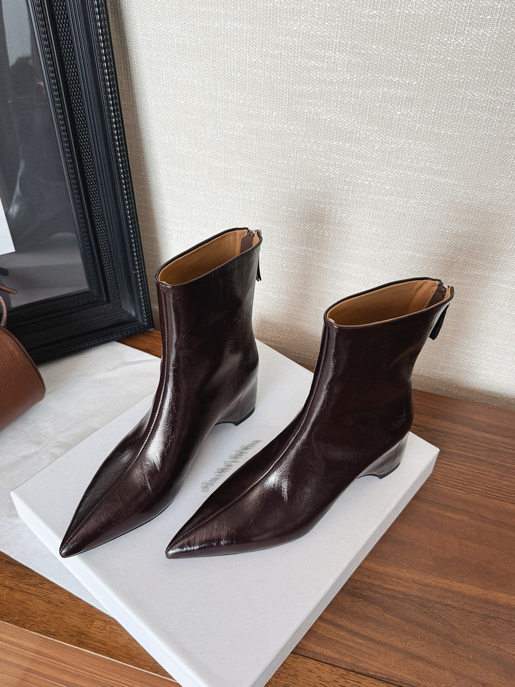 Karin Luna Versatile Elegant Style Pointed Toe Hidden Wedge Short Boots