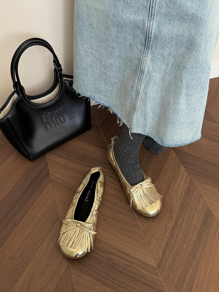 Karin Luna In Stock Spot Goods   Tassel Round Toe Hidden Wedge Mary Jane Shoes