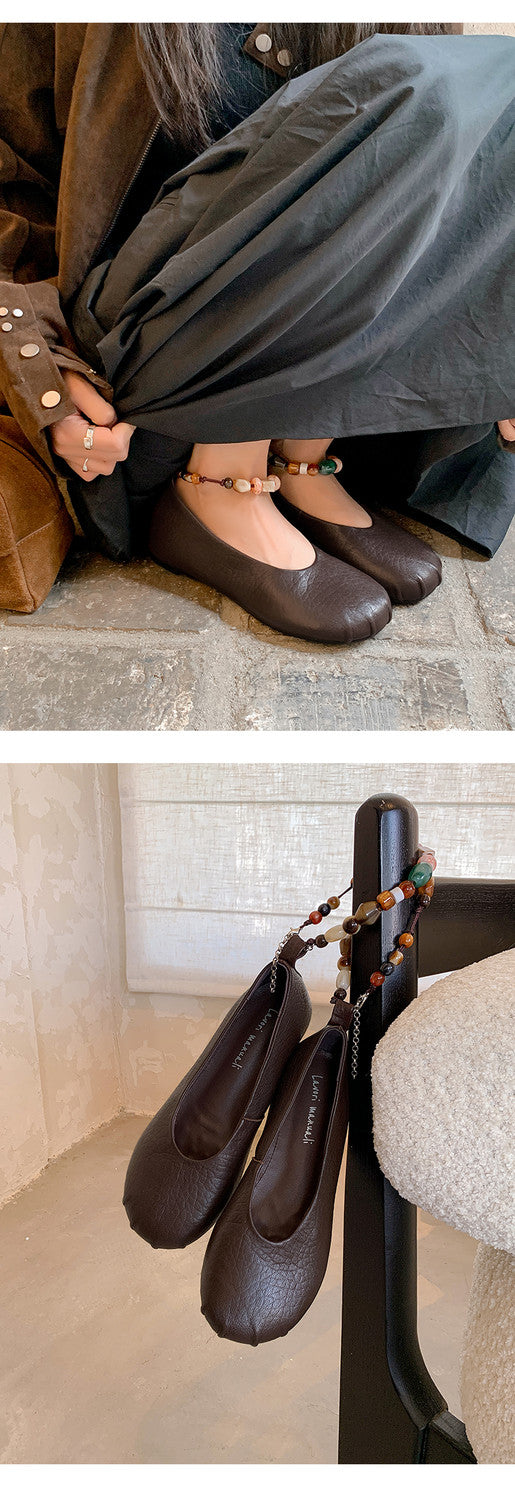 Karin Luna Full Layer Inside and Out~Elephant Pattern Round Toe Hidden Wedge Granny Shoes