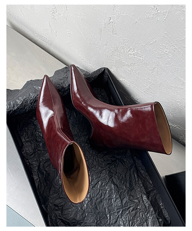 Karin Luna Elegant Pointed Toe Hidden Wedge Short Boots