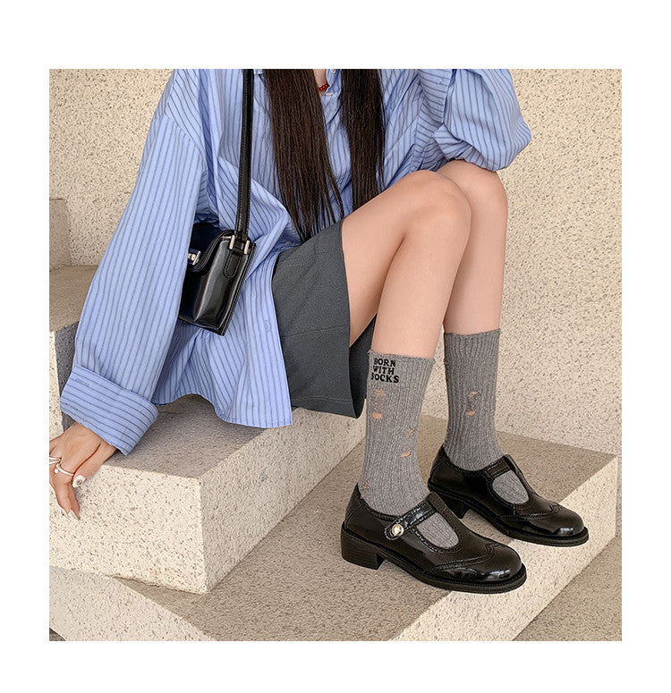 Karin Luna In Stock Spot Goods  Color Matching t Round Toe British Style Single Shoes