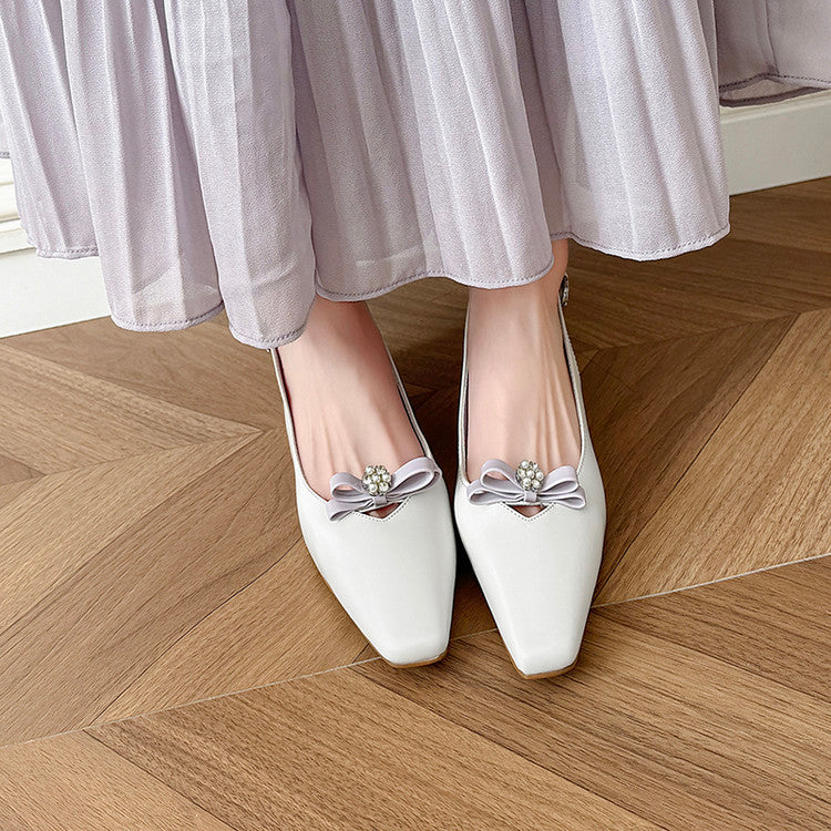 Karin Luna In Stock In Stock Sweet Bowknot Small Square Toe Chunky Heel Closed-toe Elegant Retro Sandals