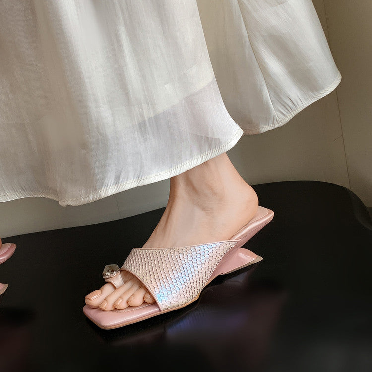 Karin Luna Fish Skin Series~Minimalist Square Toe Popular Irregular Heel Slippers