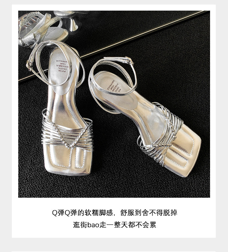Karin Luna Data Hot Item  Comes with data plan included Hand-woven Square Toe Sofa Insoles Irregular Heel Sandals