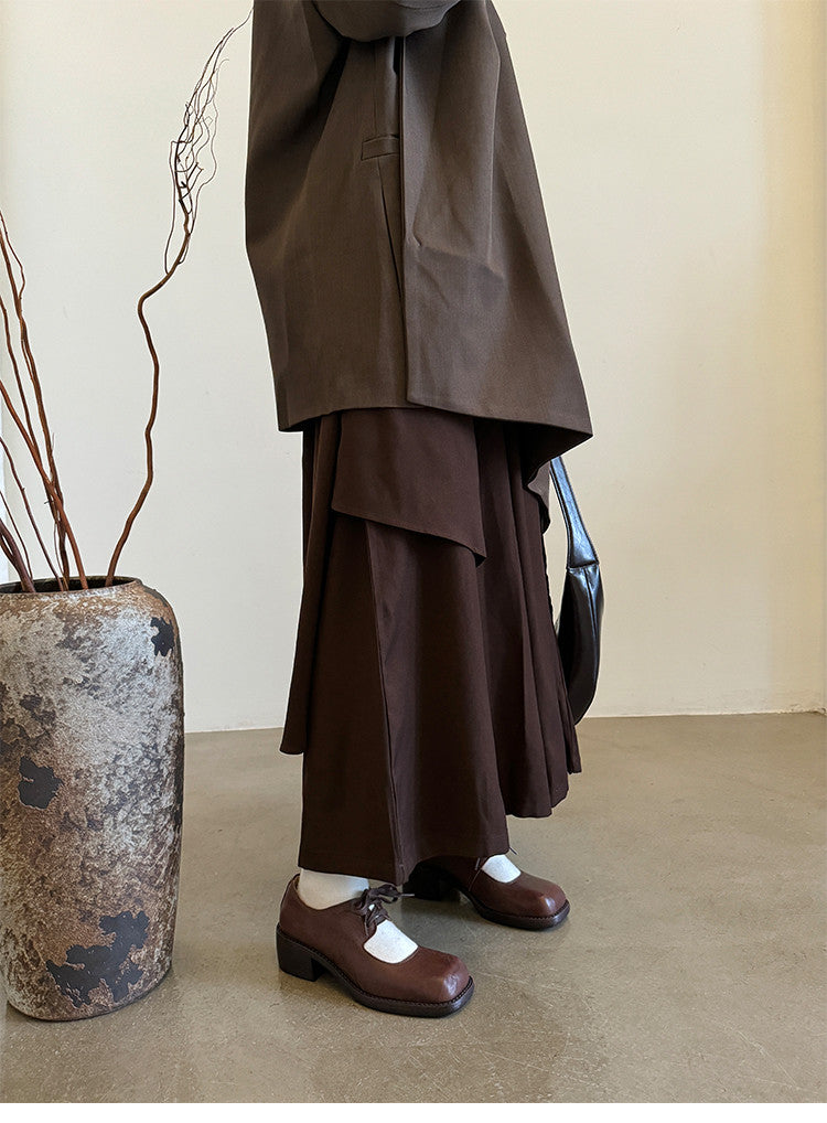 Karin Luna In Stock Spot Goods   Full leather inside and out Vegetable Tanned Hand-Grabbed Sheepskin Square-Toed Chunky Heel Single Shoes
