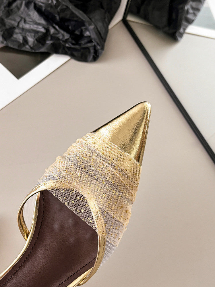 Karin Luna In Stock Spot Goods  Elegant Mesh Pointed Toe Sandals