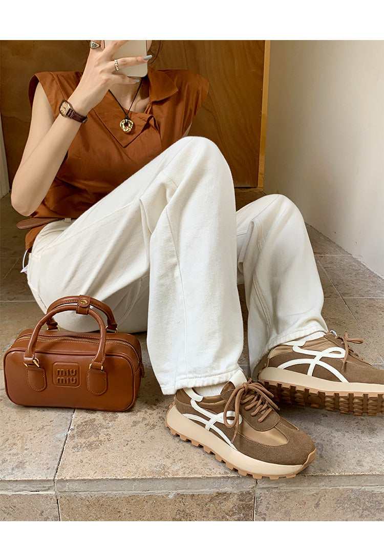 Karin Luna Casual Shoes Series~  In Stock Hot-Selling Versatile Lace-Up Thick-Soled Deep Mouth Single Shoes
