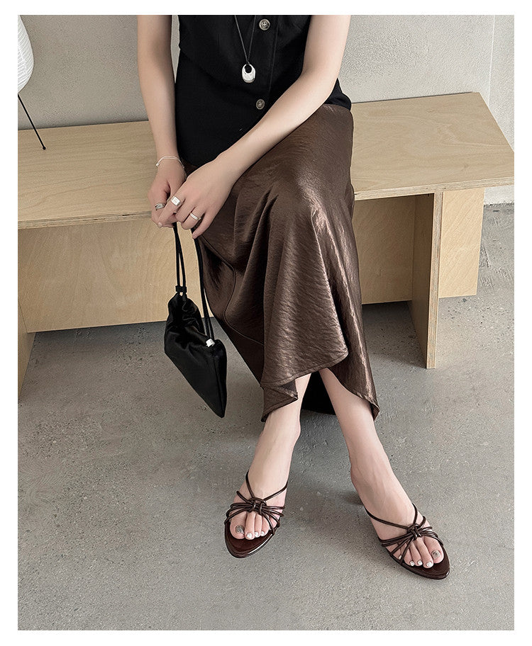 Karin Luna In Stock In Stock  In Stock Round Toe Cross Hollow Round Toe Stiletto Slippers