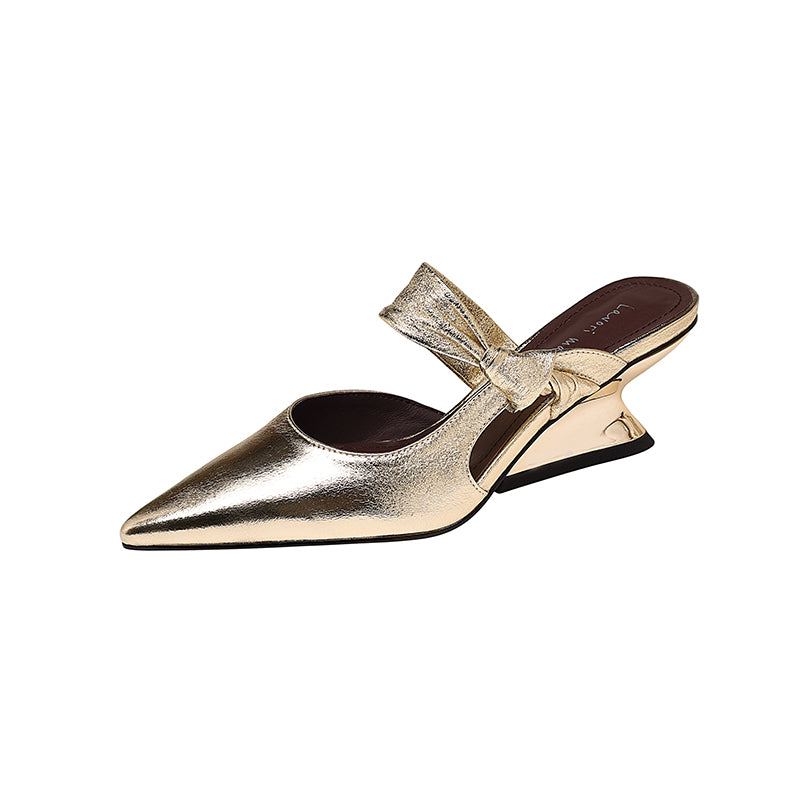 Karin Luna In Stock Spot Goods  Pointed Toe Irregular Heel Elegant Retro Strap Slippers