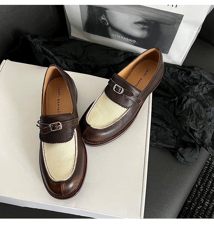 Karin Luna Casual Shoes Series~  In stock Classic color-blocking British style deep-mouth single shoes