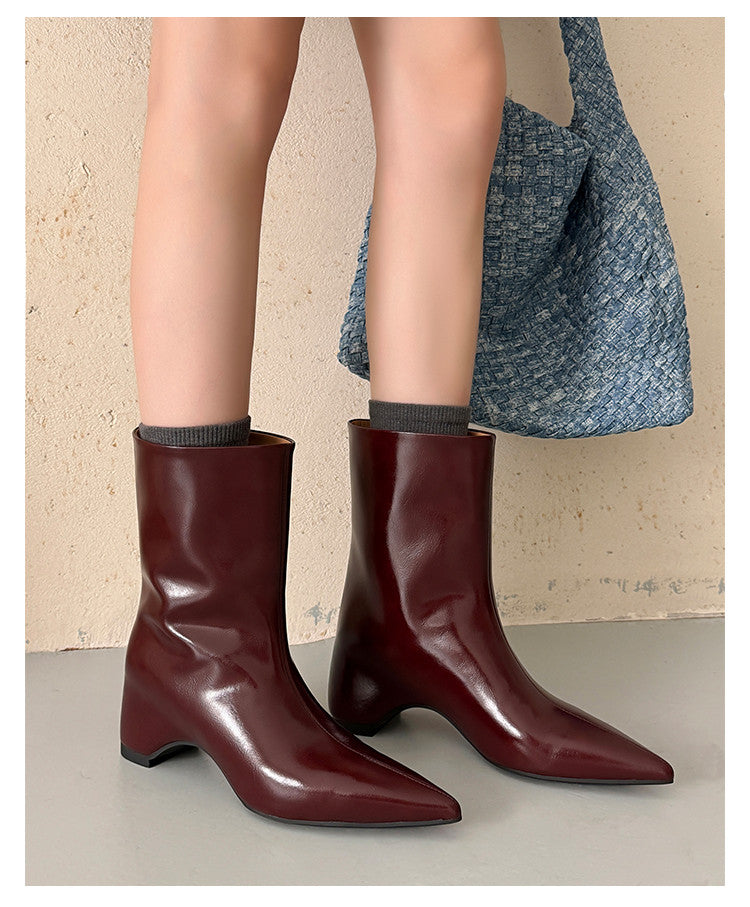 Karin Luna Elegant Pointed Toe Hidden Wedge Short Boots