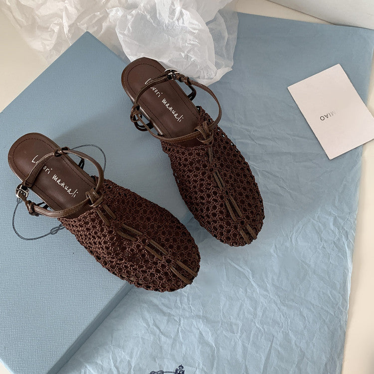 Karin Luna In Stock Spot Goods  Resort Style Series~Casual woven closed-toe flat sandals