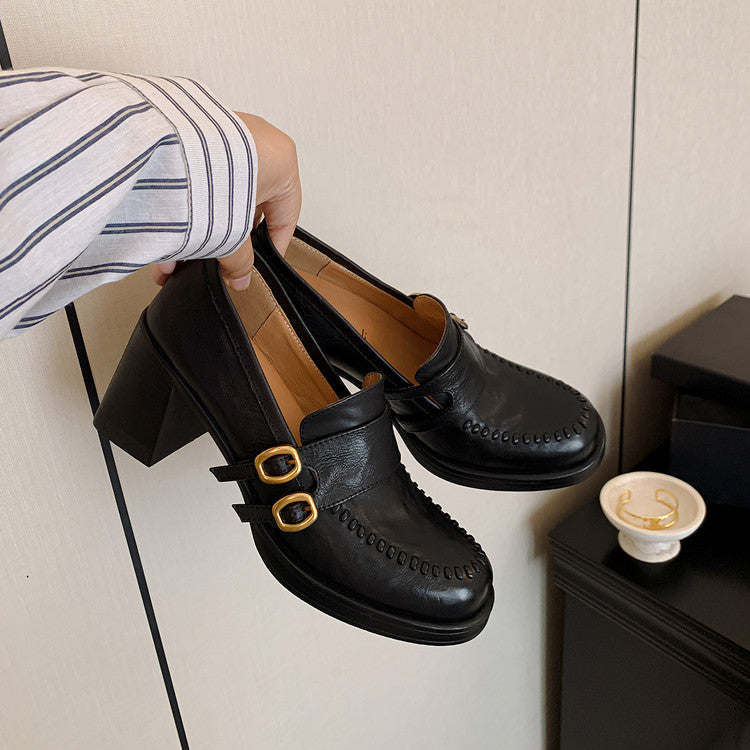 Karin Luna Bestseller Hot-Selling Derivative Edition Self-contained Strap Buckle Casual Loafers