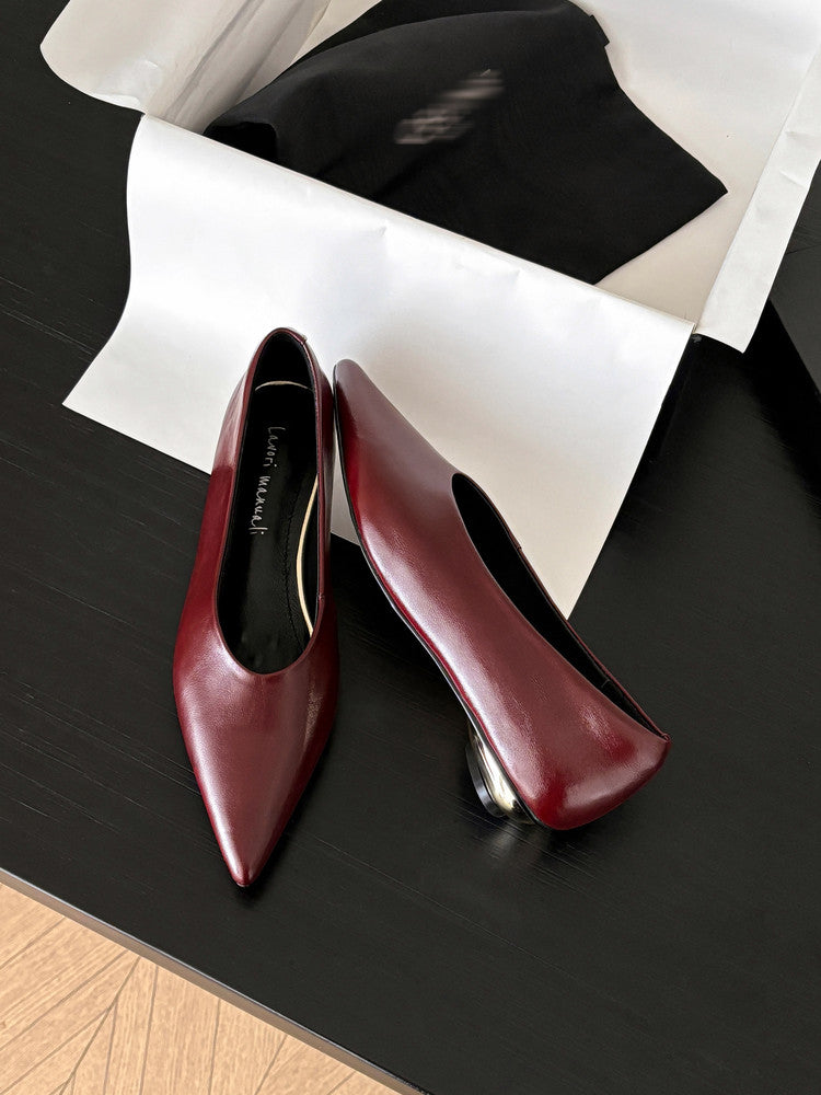 Karin Luna In Stock Spot Goods Classic three-color pointed toe metal heel shoes