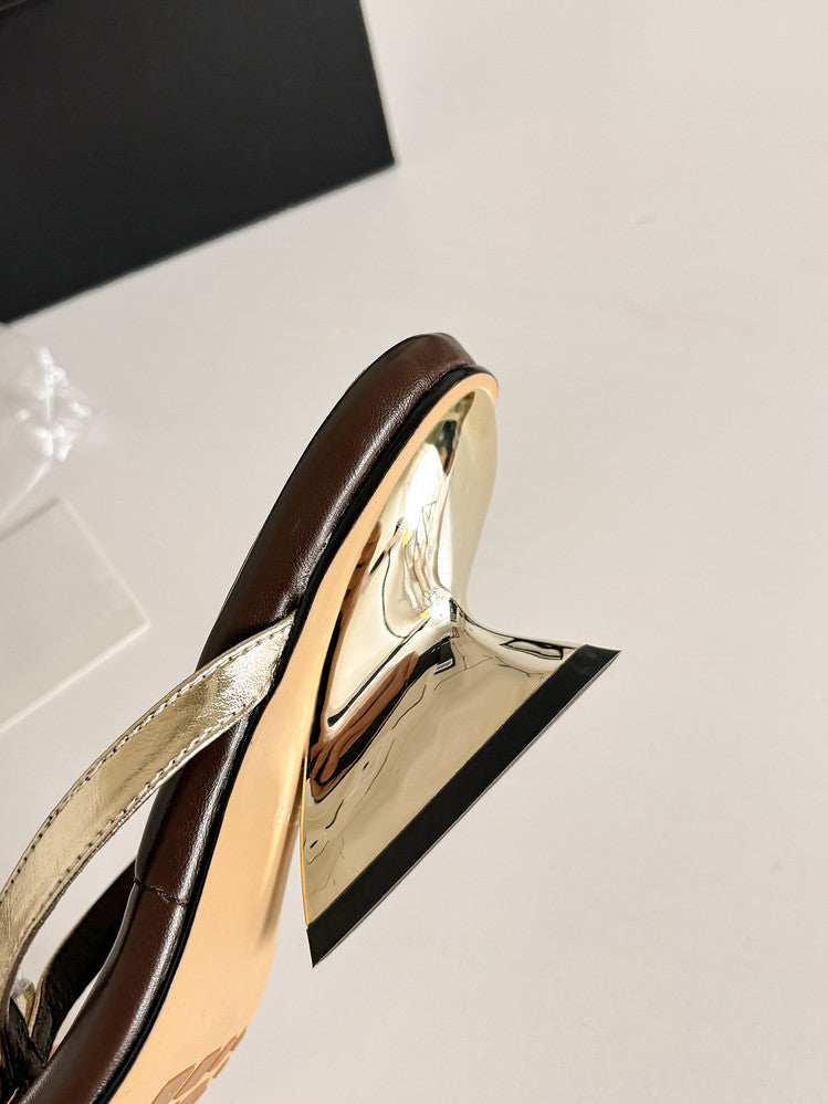 Karin Luna In Stock Spot Goods Rhinestone Square Toe Irregular Heel Slippers