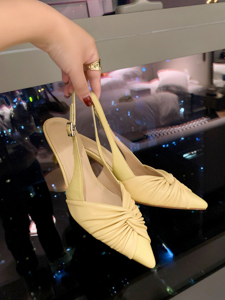 Karin Luna In Stock In Stock  Exquisite Pointed Toe Backless Closed-Toe Stiletto Sandals