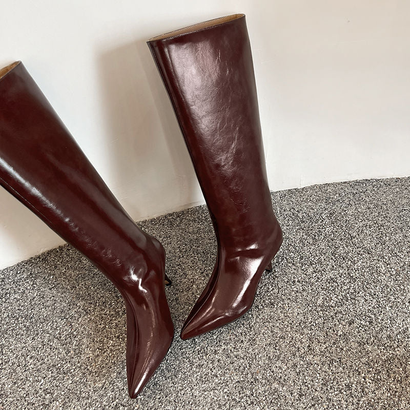 Karin Luna In Stock In Stock    Stunning Elegant Style Kitten Heel Straight Long Boots