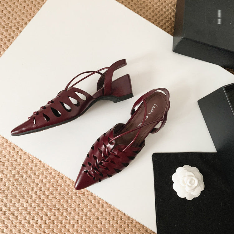 Karin Luna Braided Style ~Cross-woven Pointed Toe Closed-toe Sandals