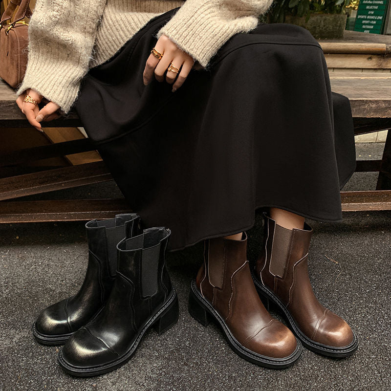 Karin Luna In Stock Spot Goods  Round Toe Stretch Round Toe Chelsea Short Boots